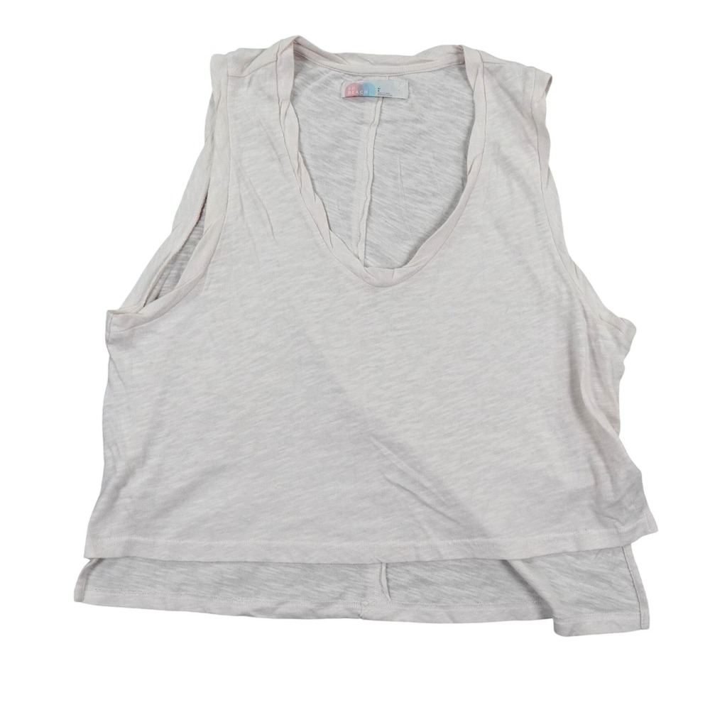 Free People FP Beach Tank Top Womens L Slub Cotton Asymmetrical Hem Lightweight